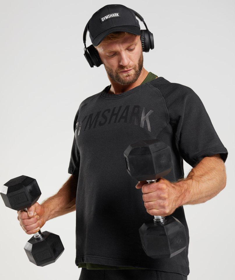 Gymshark Power Washed Rag Top Férfi Póló Fekete | HU-Z-953