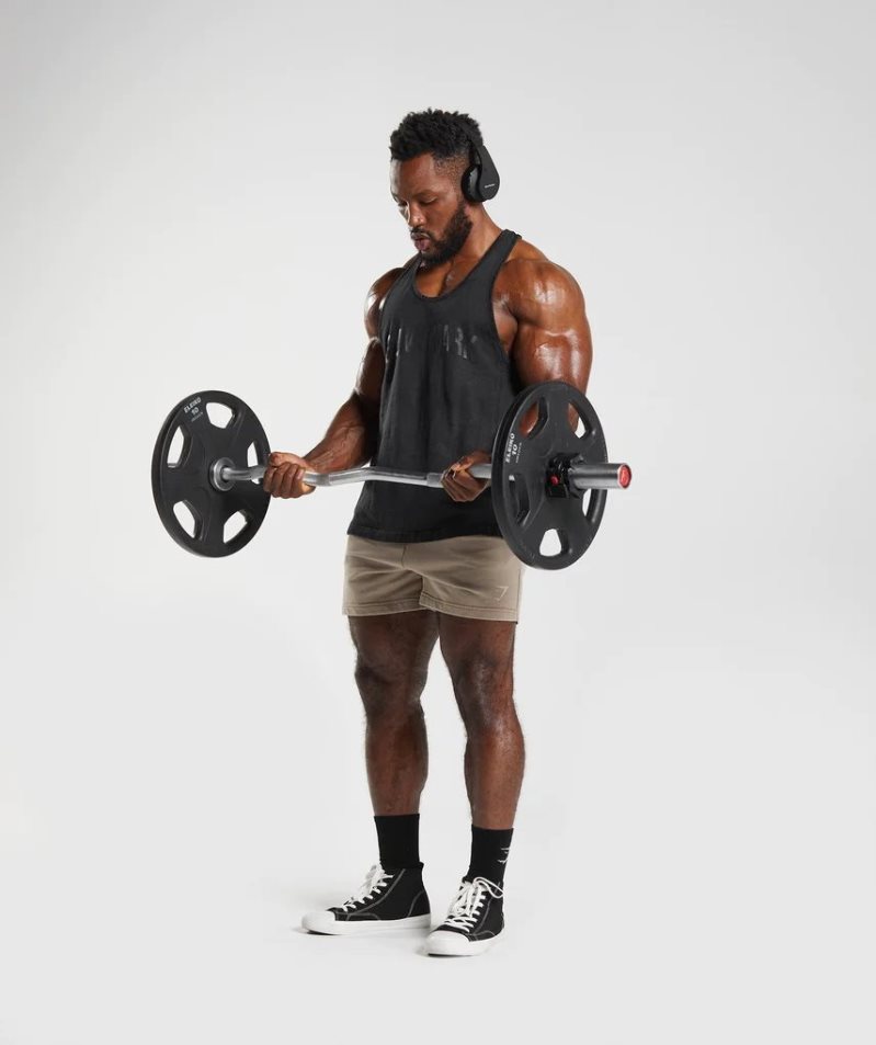 Gymshark Power Washed Stringer Férfi Ujjatlan Póló Fekete | HU-Y-851