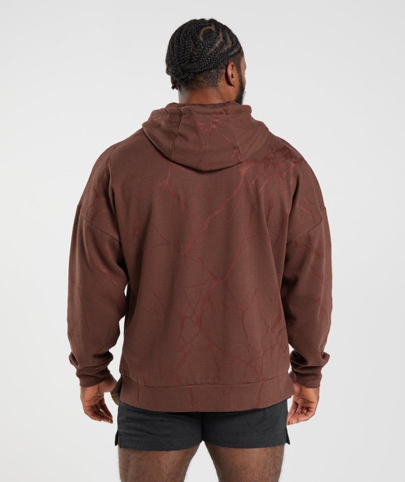 Gymshark Power Zip Férfi Kapucnis Pulóver Barna | HU-C-042