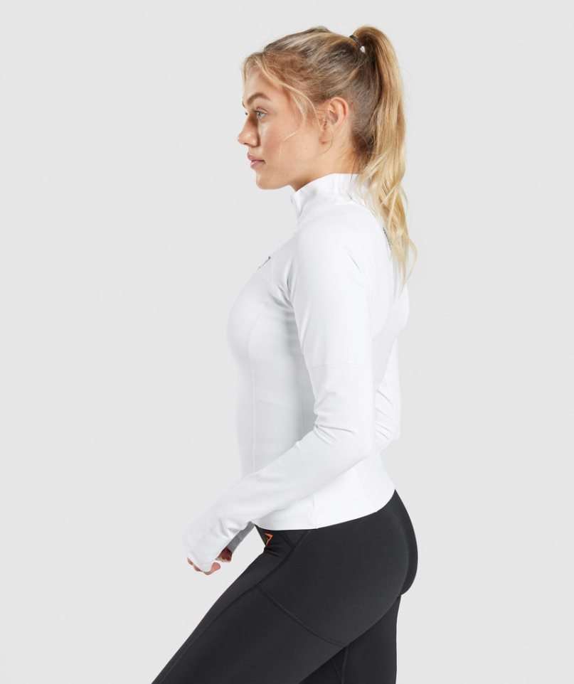 Gymshark Pulse 1/4 Zip Női Pulóverek Fehér | HU-F-168