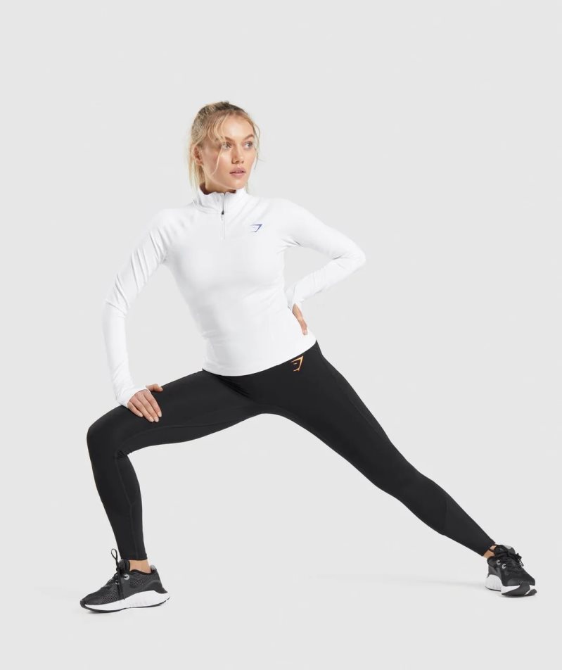Gymshark Pulse 1/4 Zip Női Pulóverek Fehér | HU-F-168