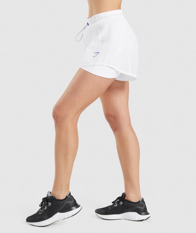 Gymshark Pulse 2 in 1 Női Rövidnadrág Fehér | HU-N-572