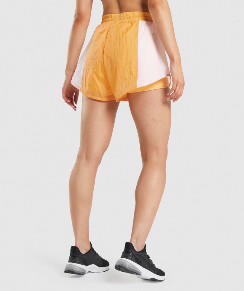 Gymshark Pulse 2 in 1 Női Rövidnadrág Narancssárga Fehér | HU-A-210
