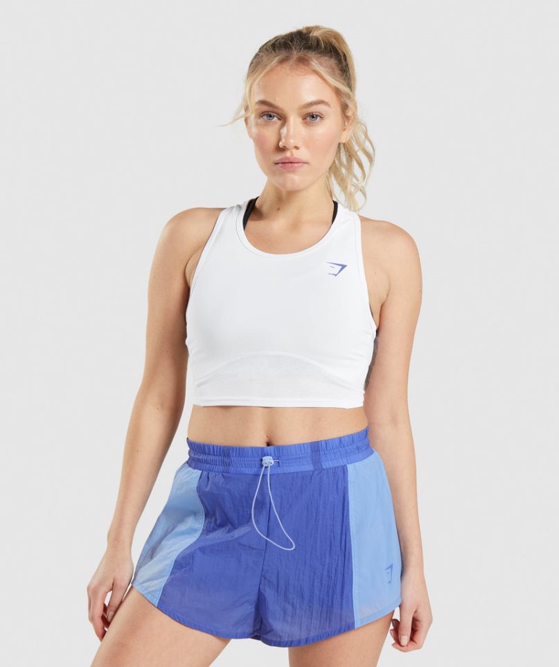 Gymshark Pulse Crop Női Ujjatlan Póló Fehér | HU-D-932