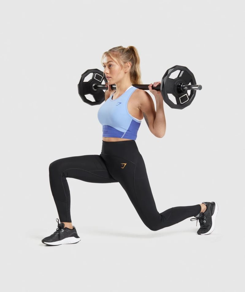 Gymshark Pulse Crop Női Ujjatlan Póló Kék | HU-U-810