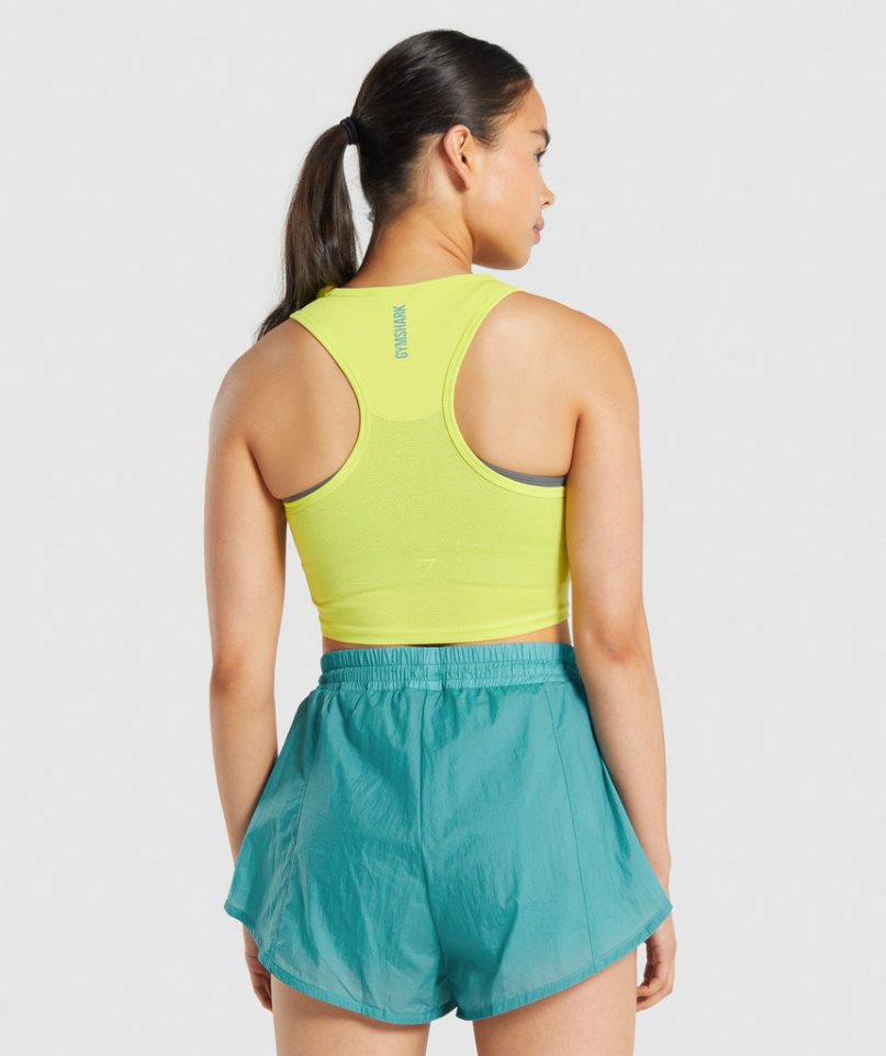 Gymshark Pulse Crop Női Ujjatlan Póló Sárga | HU-Z-802