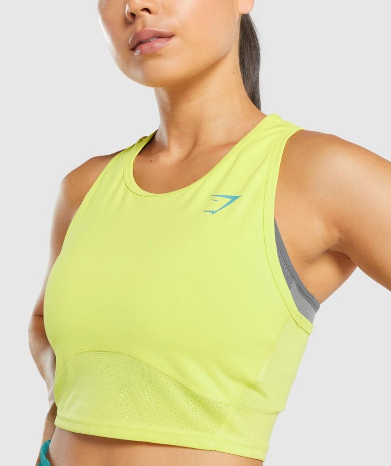 Gymshark Pulse Crop Női Ujjatlan Póló Sárga | HU-Z-802
