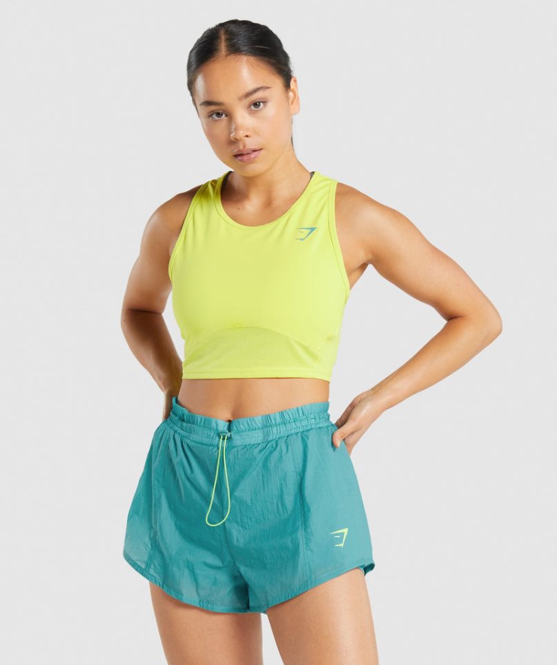 Gymshark Pulse Crop Női Ujjatlan Póló Sárga | HU-Z-802