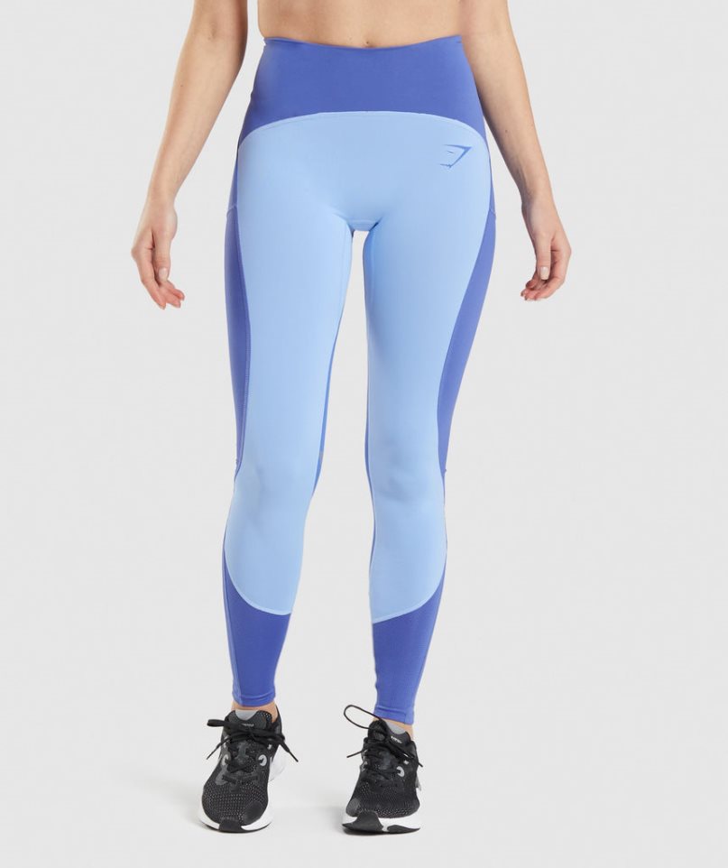 Gymshark Pulse Mesh Női Leggings Kék | HU-C-293