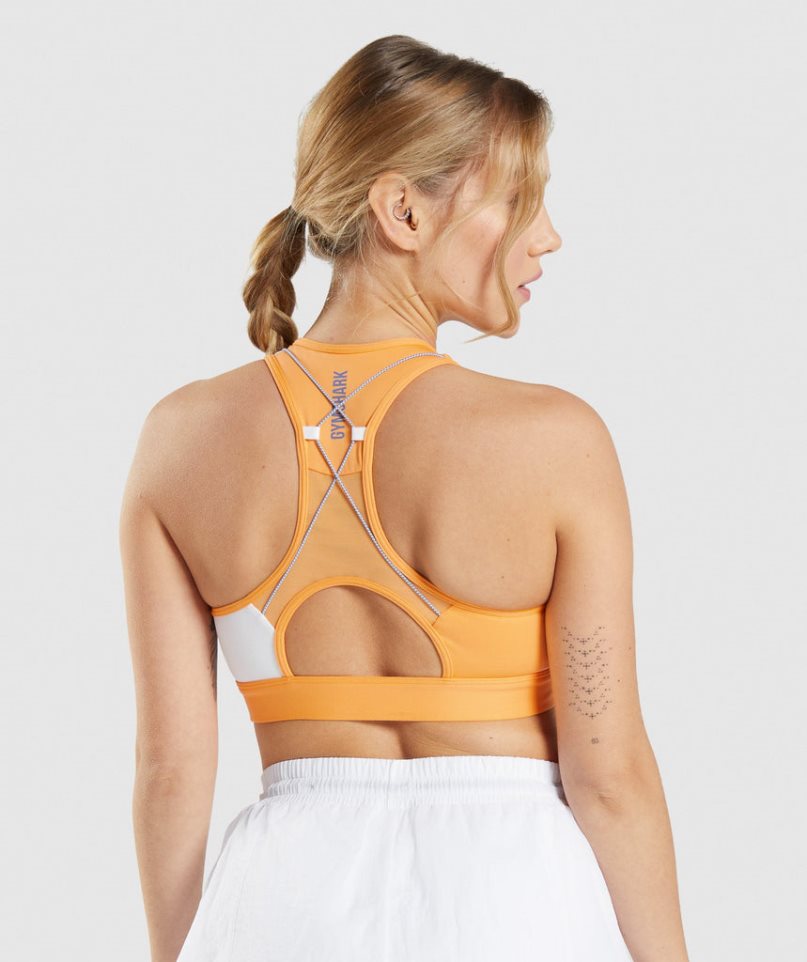 Gymshark Pulse Női Sportmelltartó Narancssárga Fehér | HU-S-862