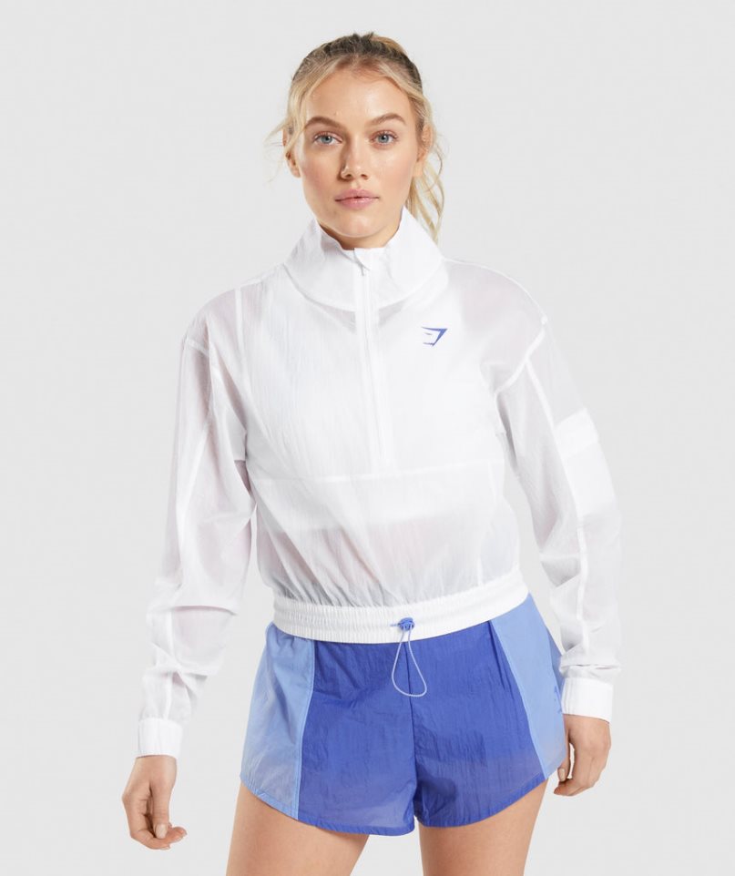 Gymshark Pulse Woven Női Kabát Fehér | HU-V-345