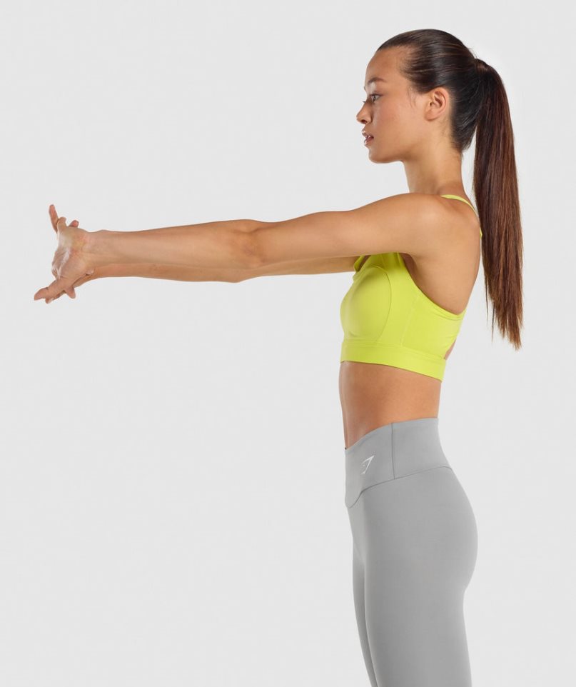Gymshark Racer Back Női Sportmelltartó Sárga | HU-G-293