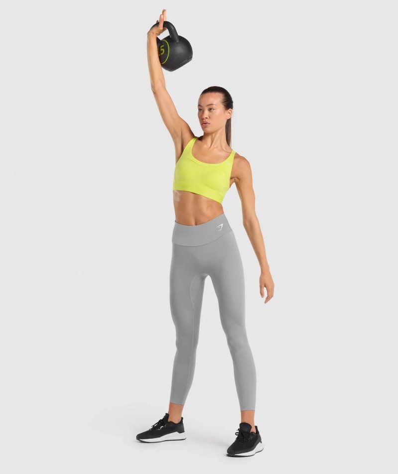 Gymshark Racer Back Női Sportmelltartó Sárga | HU-G-293