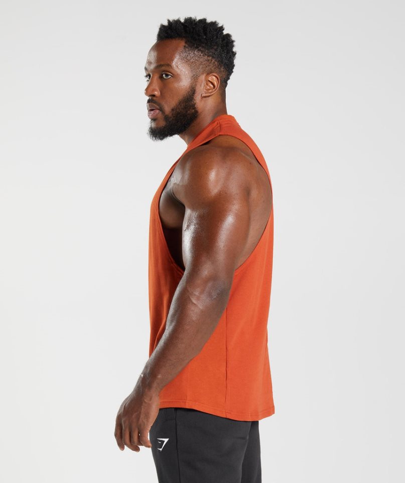 Gymshark React Drop Arm Férfi Ujjatlan Póló Narancssárga | HU-G-709