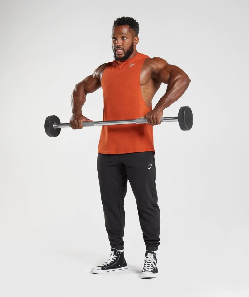 Gymshark React Drop Arm Férfi Ujjatlan Póló Narancssárga | HU-G-709