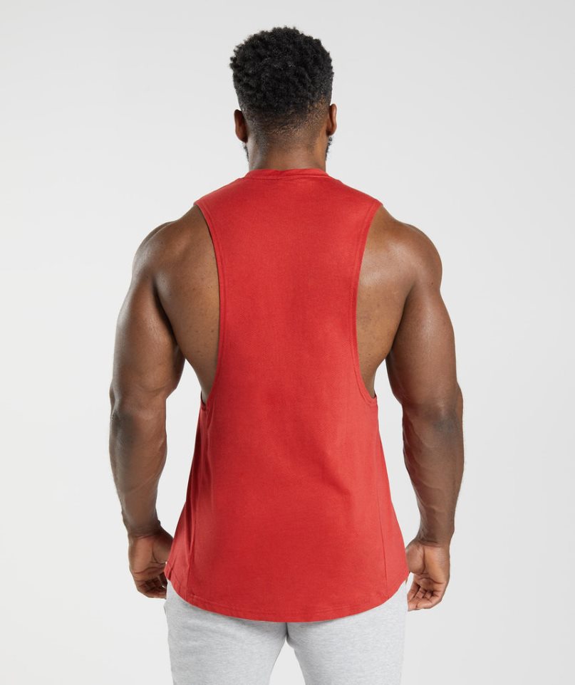 Gymshark React Drop Arm Férfi Ujjatlan Póló Piros | HU-H-509
