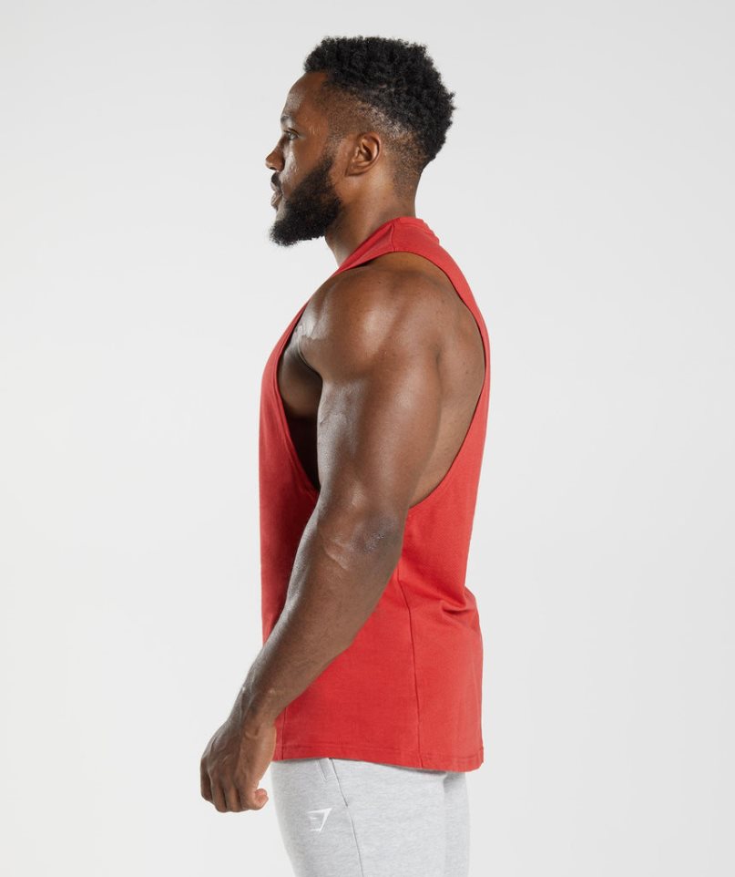 Gymshark React Drop Arm Férfi Ujjatlan Póló Piros | HU-H-509