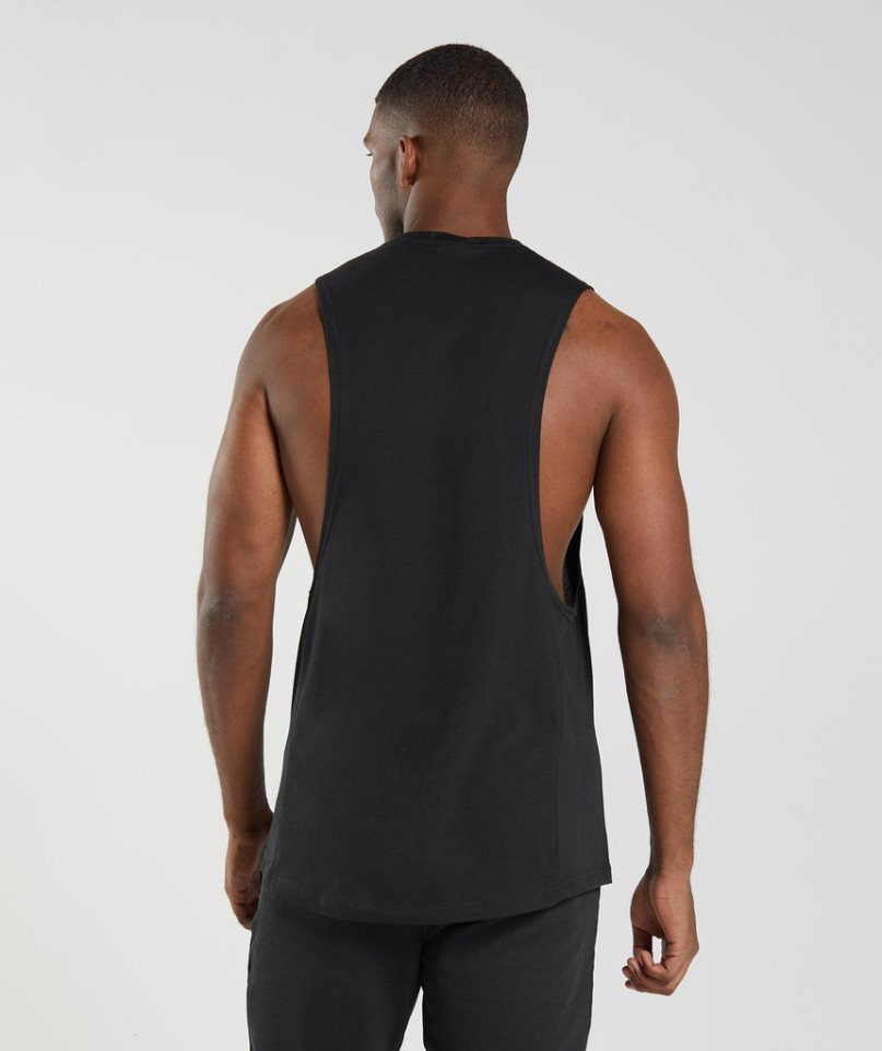 Gymshark React Drop Arm Férfi Ujjatlan Póló Fekete | HU-O-123