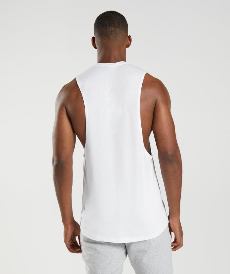 Gymshark React Drop Arm Férfi Ujjatlan Póló Fehér | HU-R-304
