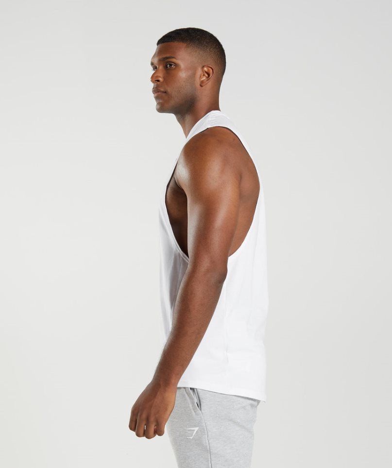 Gymshark React Drop Arm Férfi Ujjatlan Póló Fehér | HU-R-304
