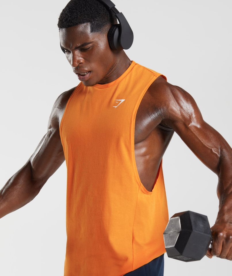 Gymshark React Drop Arm Férfi Ujjatlan Póló Narancssárga | HU-V-502