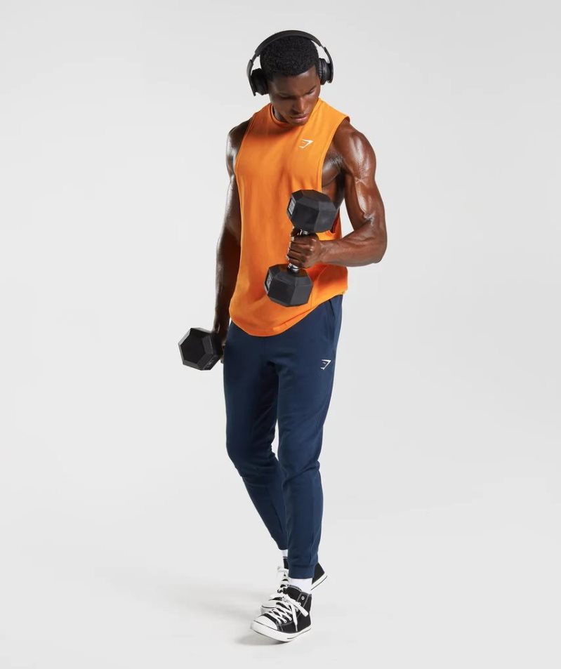 Gymshark React Drop Arm Férfi Ujjatlan Póló Narancssárga | HU-V-502