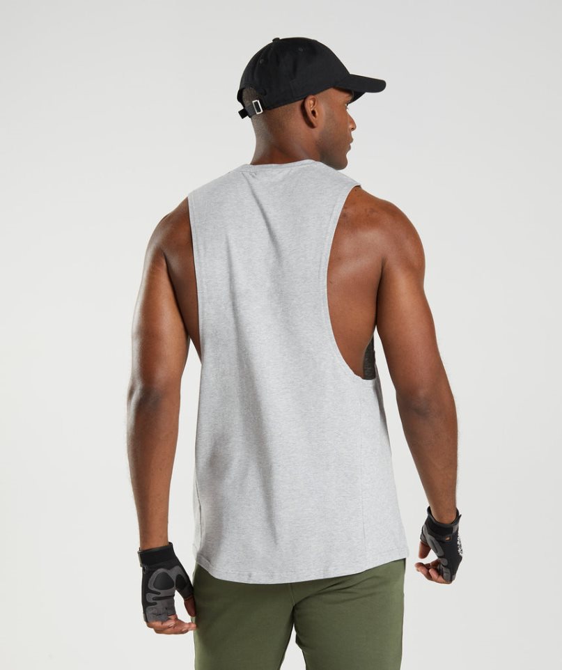 Gymshark React Drop Arm Férfi Ujjatlan Póló Világos Szürke | HU-W-249