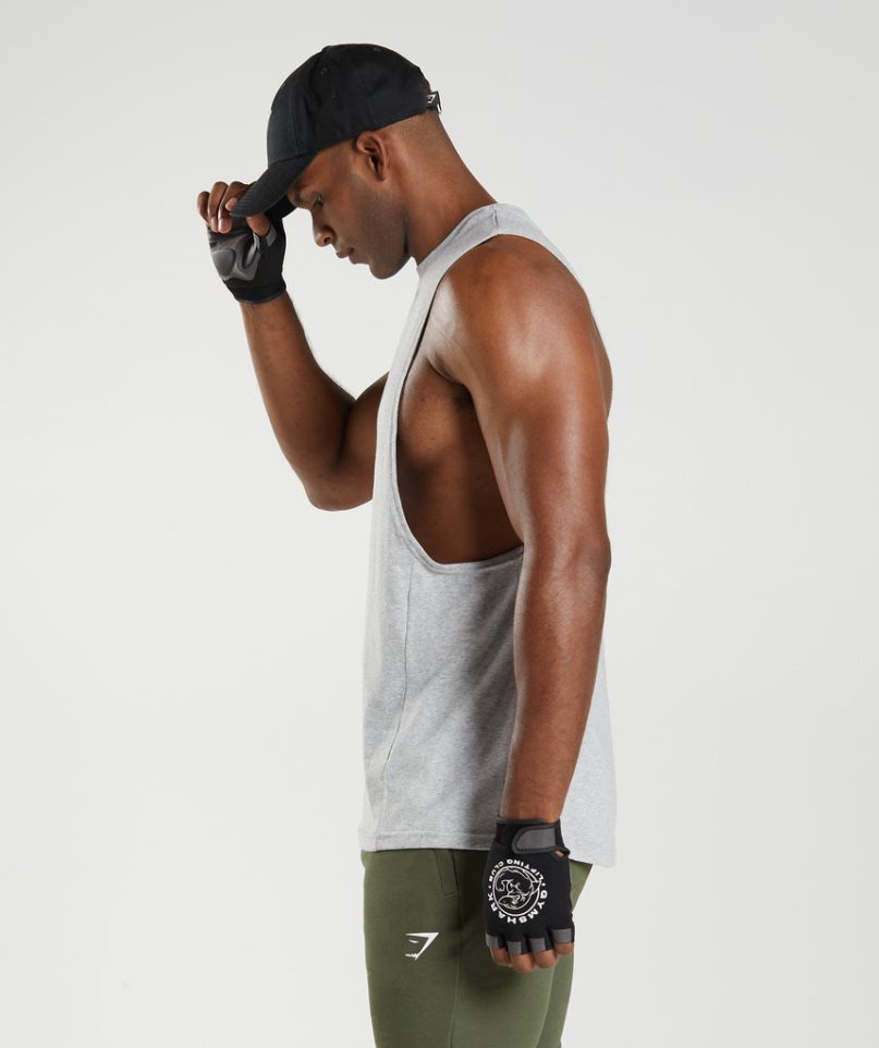 Gymshark React Drop Arm Férfi Ujjatlan Póló Világos Szürke | HU-W-249