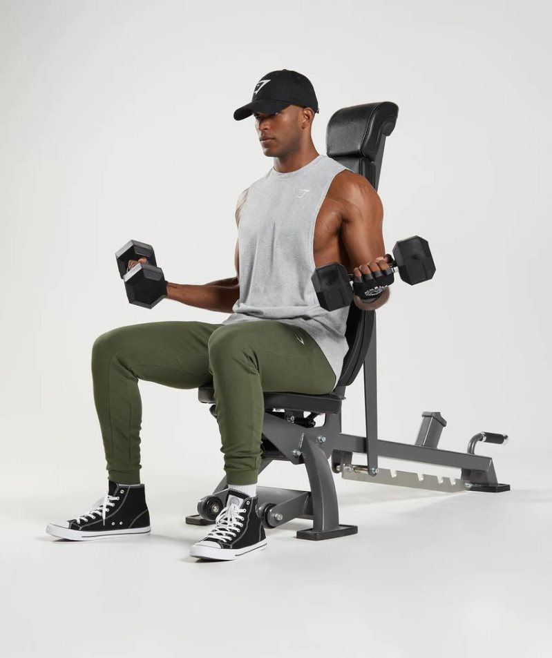 Gymshark React Drop Arm Férfi Ujjatlan Póló Világos Szürke | HU-W-249