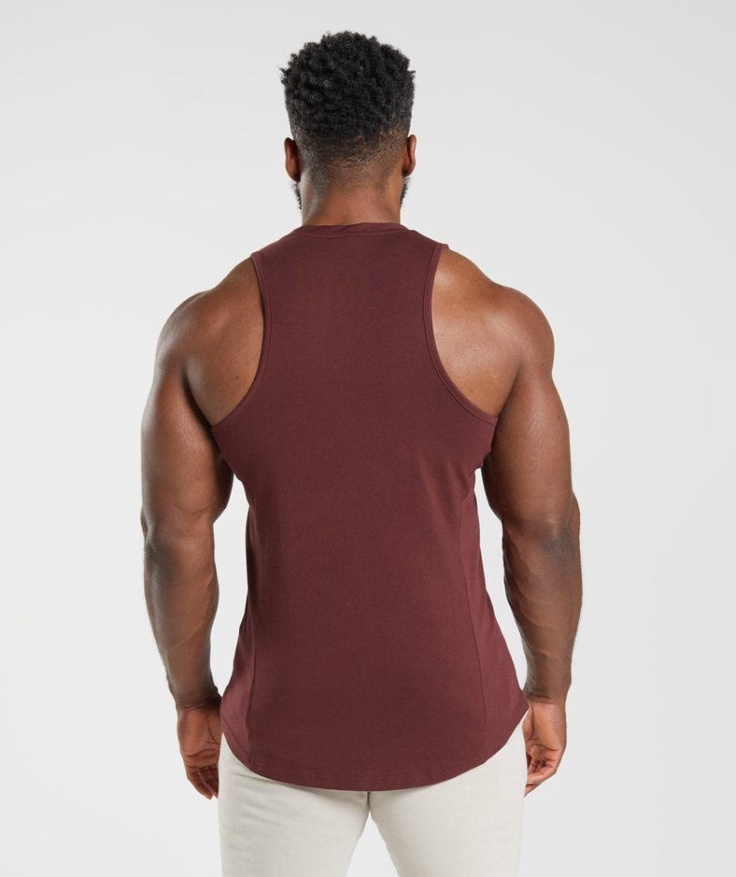 Gymshark React Férfi Ujjatlan Póló Bordó | HU-O-582
