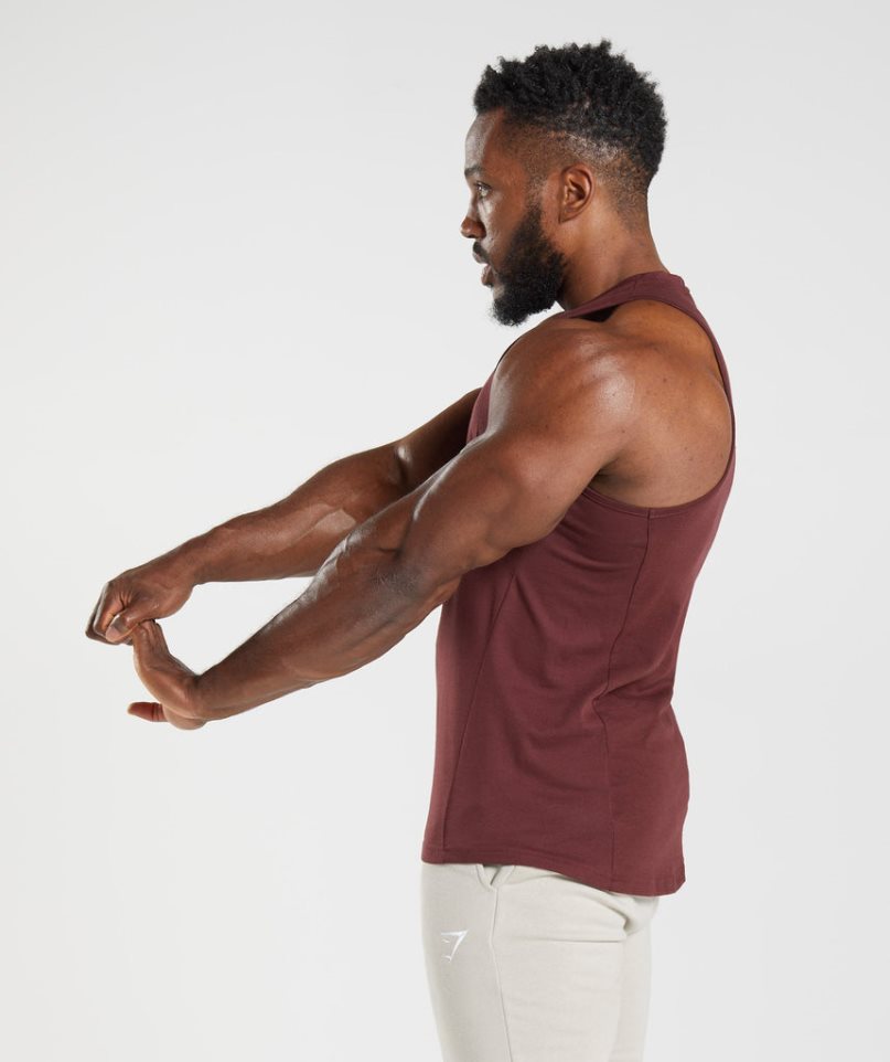 Gymshark React Férfi Ujjatlan Póló Bordó | HU-O-582