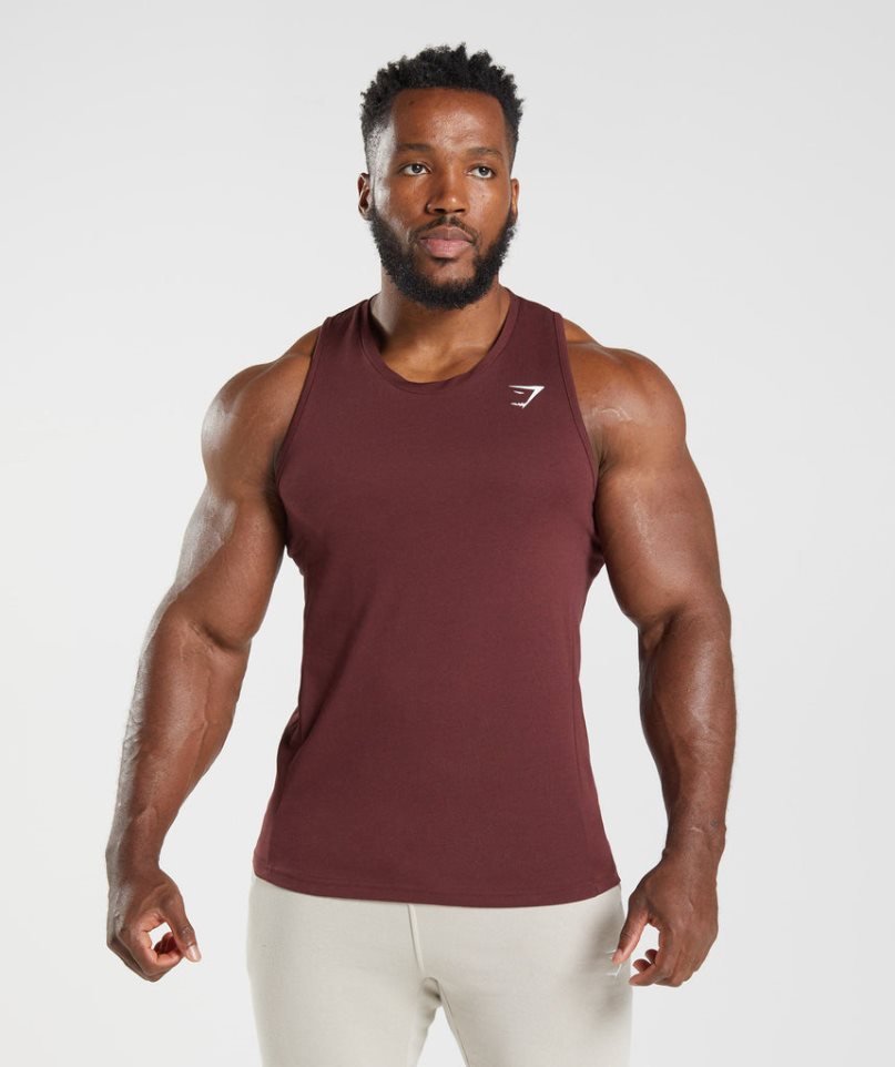 Gymshark React Férfi Ujjatlan Póló Bordó | HU-O-582