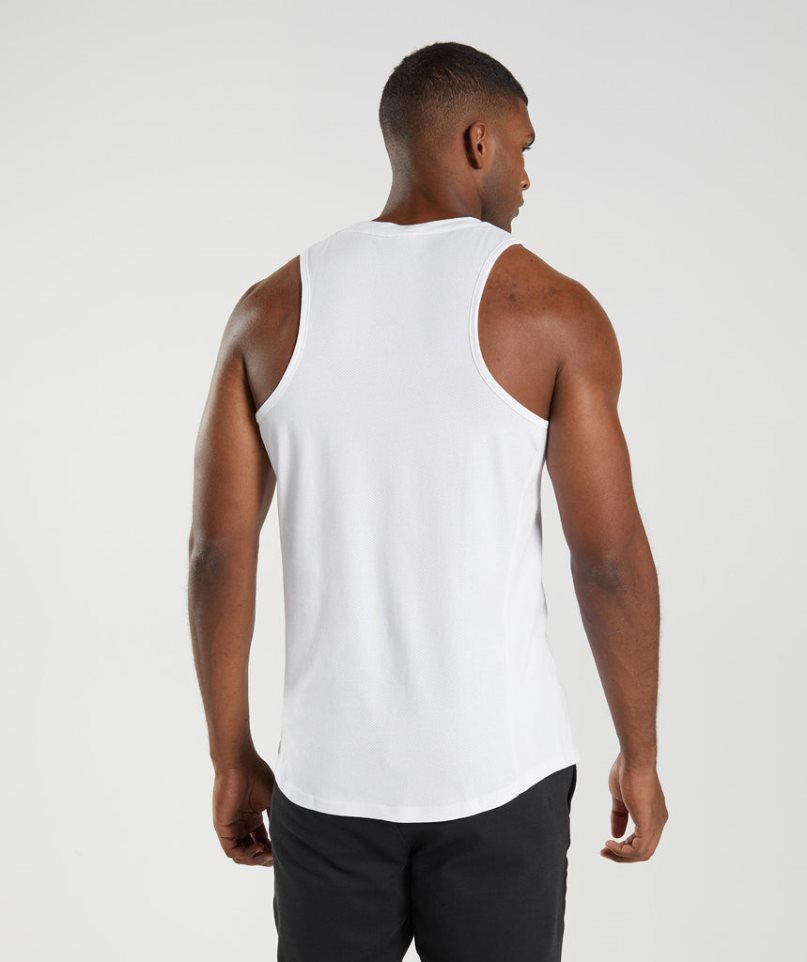Gymshark React Férfi Ujjatlan Póló Fehér | HU-S-126