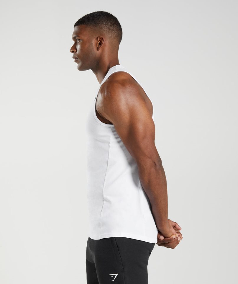 Gymshark React Férfi Ujjatlan Póló Fehér | HU-S-126