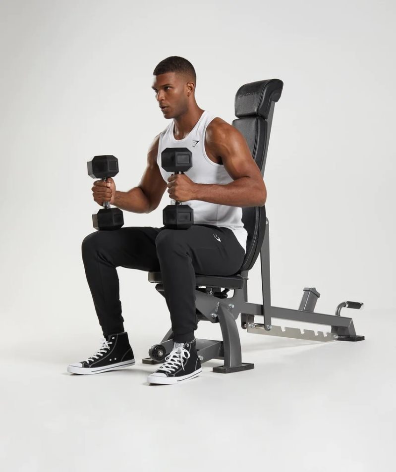 Gymshark React Férfi Ujjatlan Póló Fehér | HU-S-126