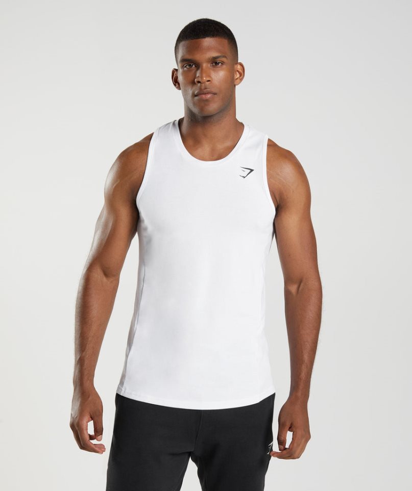 Gymshark React Férfi Ujjatlan Póló Fehér | HU-S-126