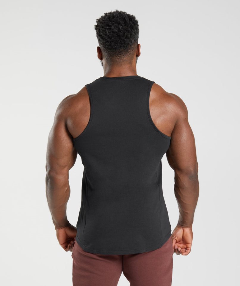 Gymshark React Férfi Ujjatlan Póló Fekete | HU-A-201