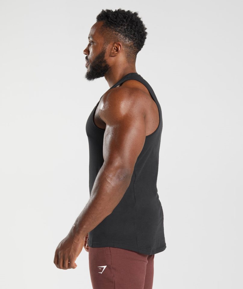 Gymshark React Férfi Ujjatlan Póló Fekete | HU-A-201