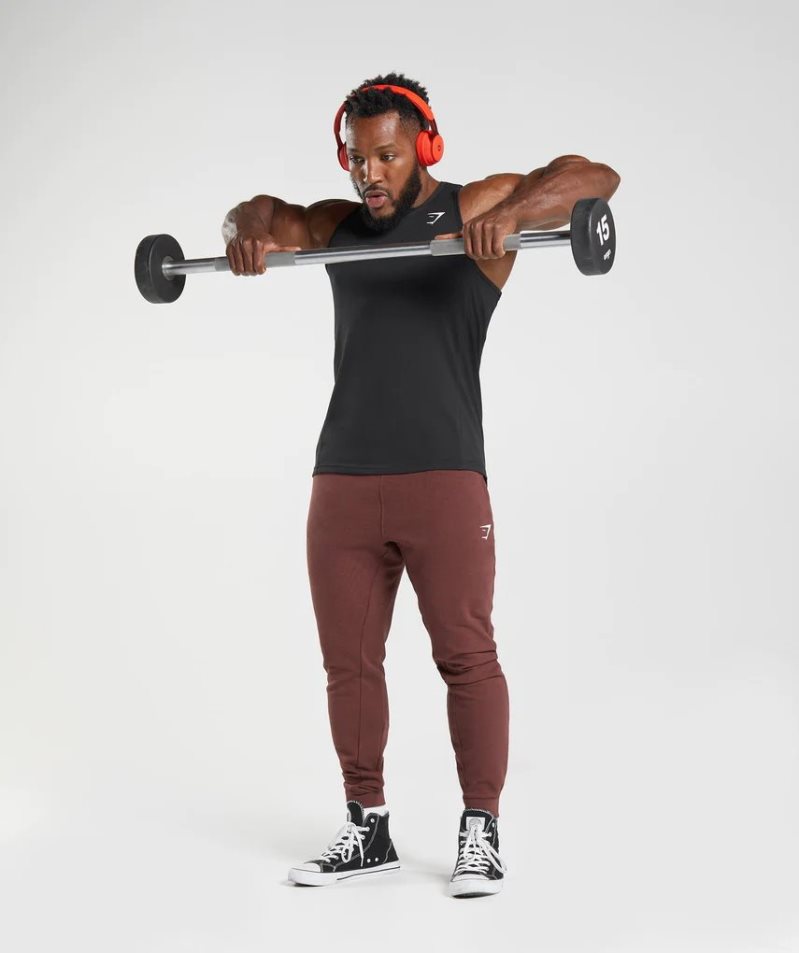 Gymshark React Férfi Ujjatlan Póló Fekete | HU-A-201