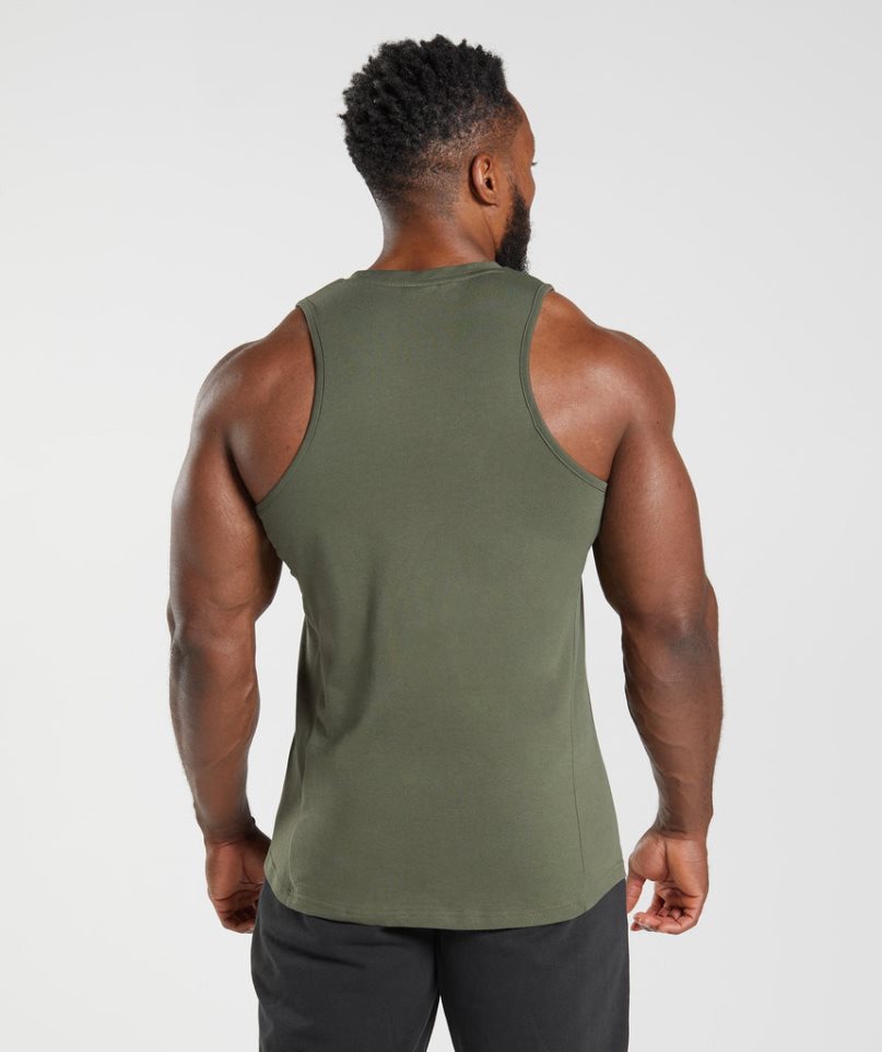 Gymshark React Férfi Ujjatlan Póló Olivazöld | HU-B-146