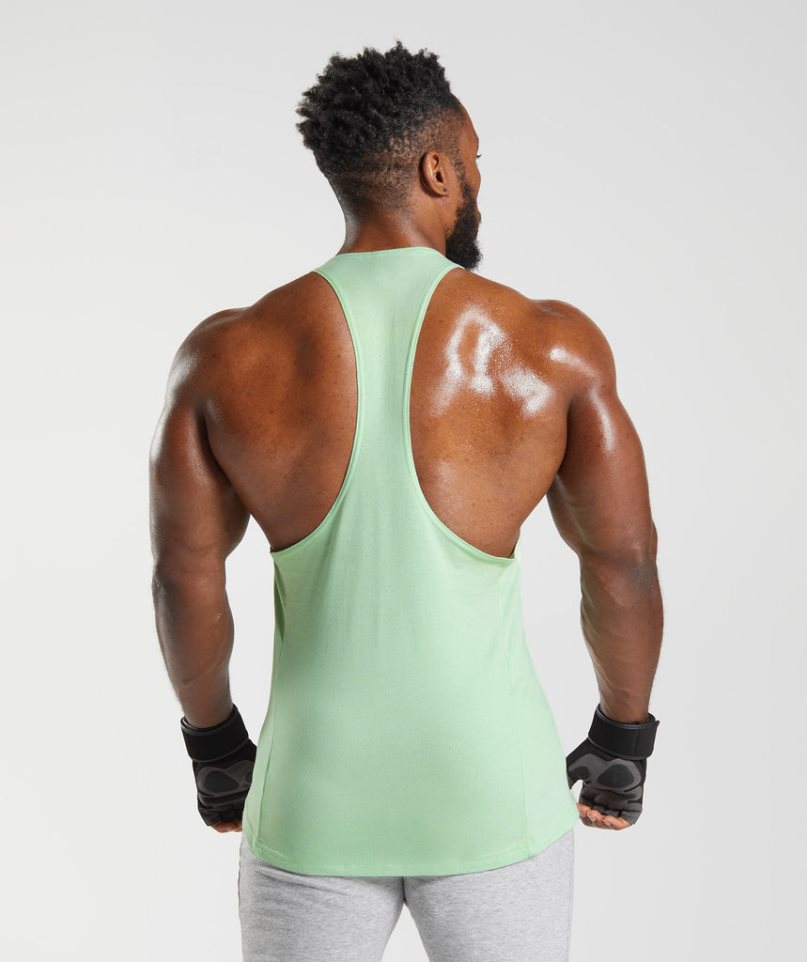 Gymshark React Stringer Férfi Ujjatlan Póló Menta | HU-E-943