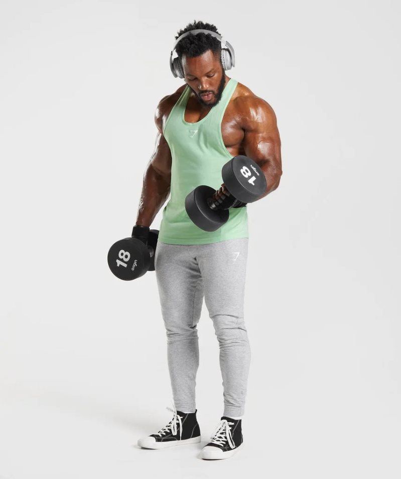 Gymshark React Stringer Férfi Ujjatlan Póló Menta | HU-E-943