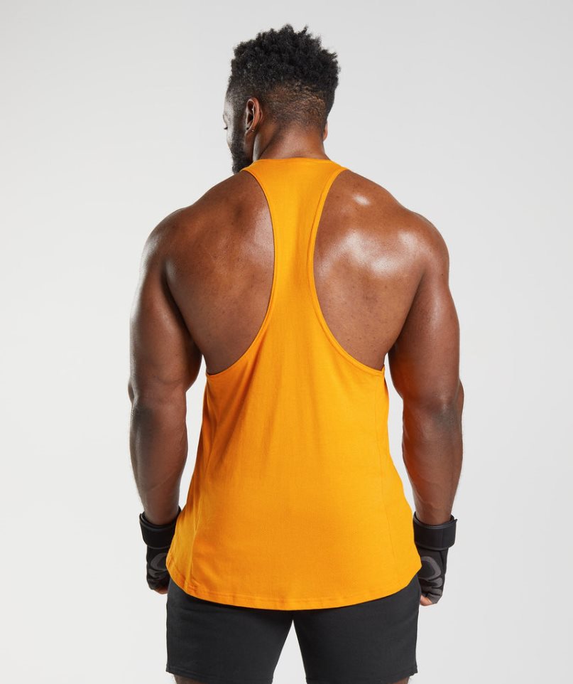 Gymshark React Stringer Férfi Ujjatlan Póló Narancssárga | HU-J-871