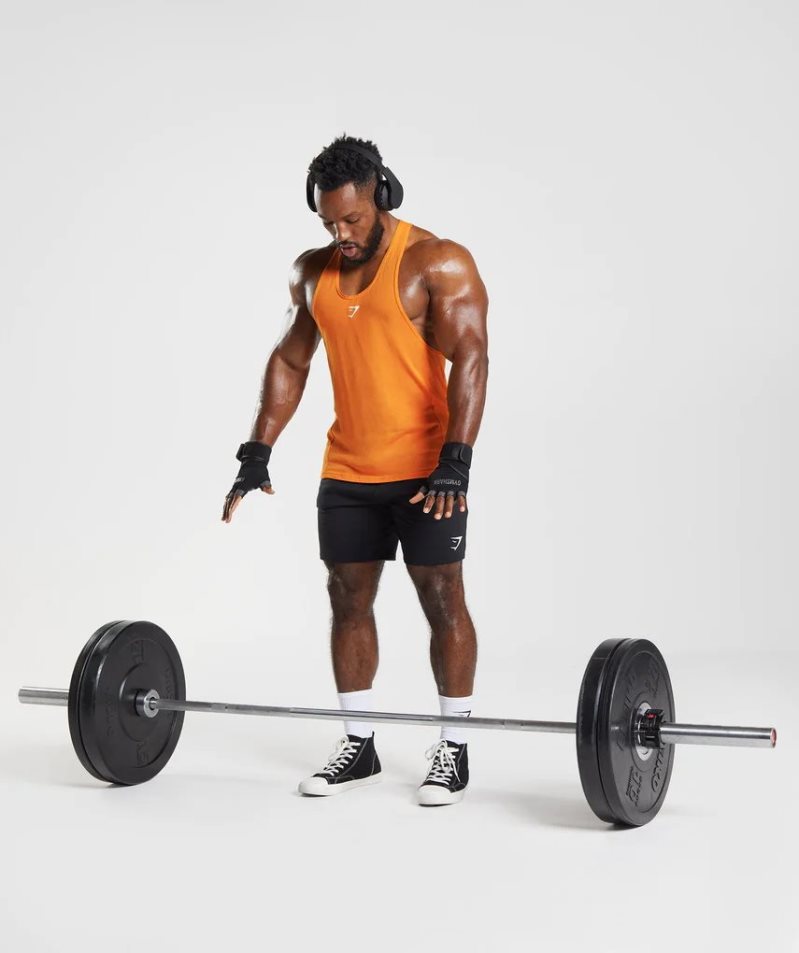 Gymshark React Stringer Férfi Ujjatlan Póló Narancssárga | HU-J-871