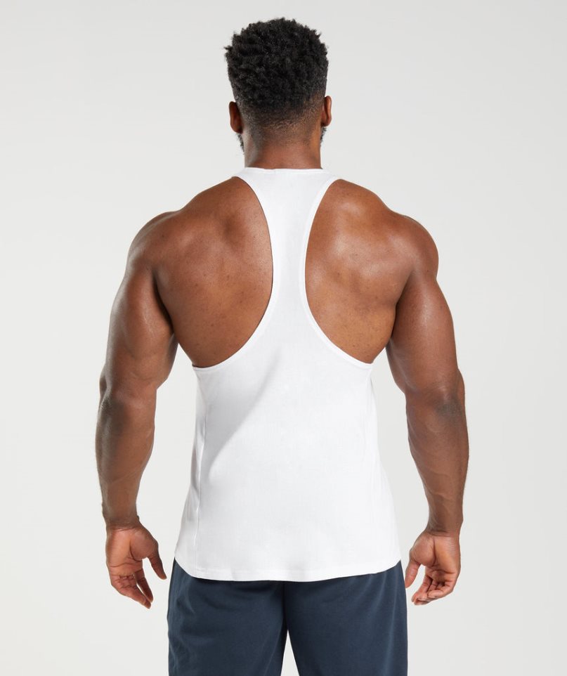 Gymshark React Stringer Férfi Ujjatlan Póló Fehér | HU-K-460