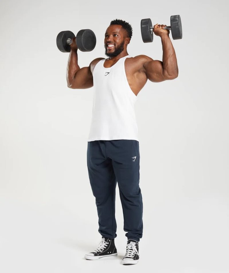 Gymshark React Stringer Férfi Ujjatlan Póló Fehér | HU-K-460