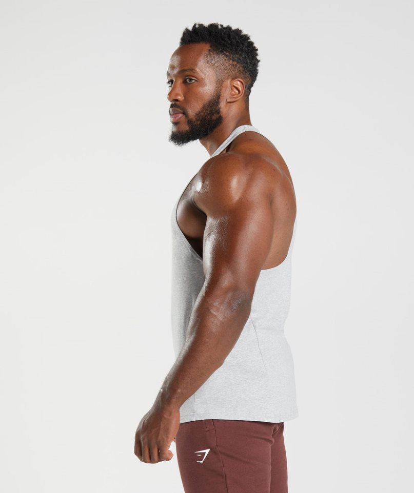 Gymshark React Stringer Férfi Ujjatlan Póló Világos Szürke | HU-M-473