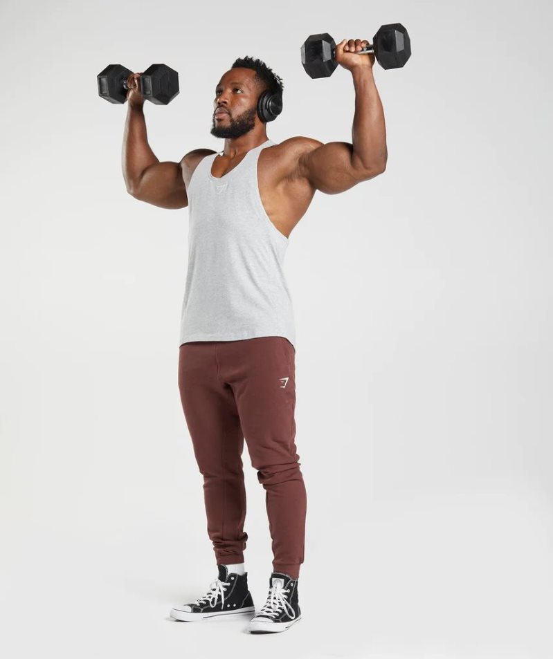 Gymshark React Stringer Férfi Ujjatlan Póló Világos Szürke | HU-M-473
