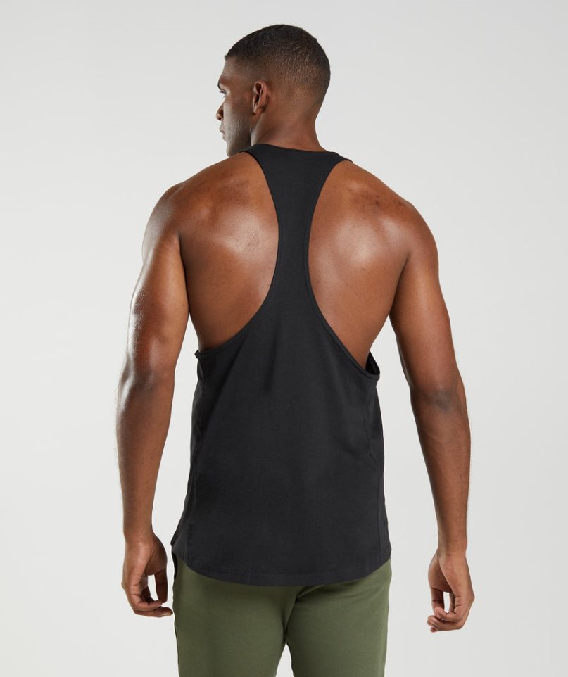 Gymshark React Stringer Férfi Ujjatlan Póló Fekete | HU-Y-937