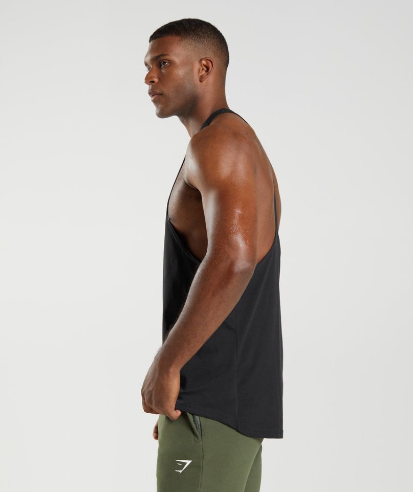 Gymshark React Stringer Férfi Ujjatlan Póló Fekete | HU-Y-937